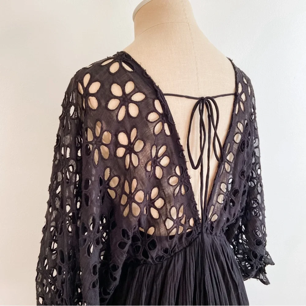 Free People Bella Notte Black Eyelet Mini Dress - Picture 11 of 16